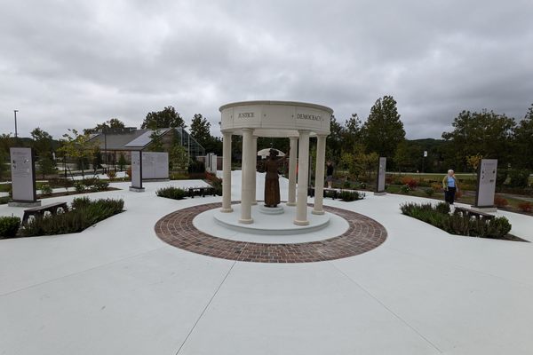 Turning Point Plaza viewed from the back side of the memorial