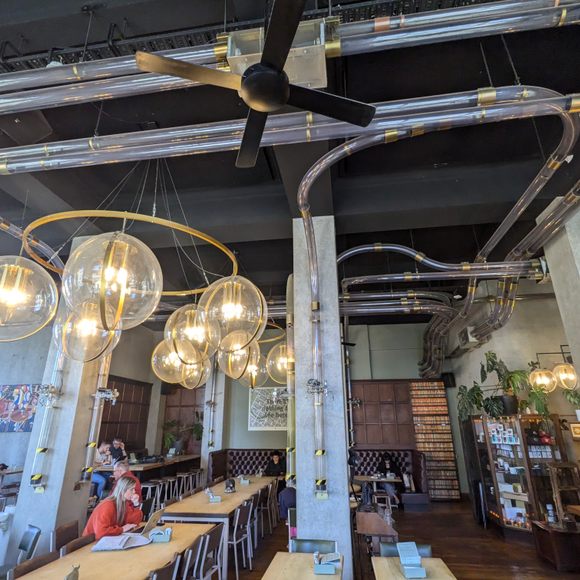 Lunch arrives via pneumatic tube here.