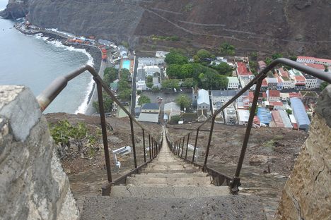 The 699 stone steps leading up from Jamestown to Ladder Hill and Half Tree Hollow, St Helena
